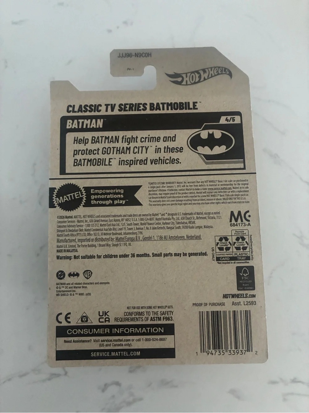 2026 Hot Wheels Batman Classic TV Series Batmobile Purple 144/250 New